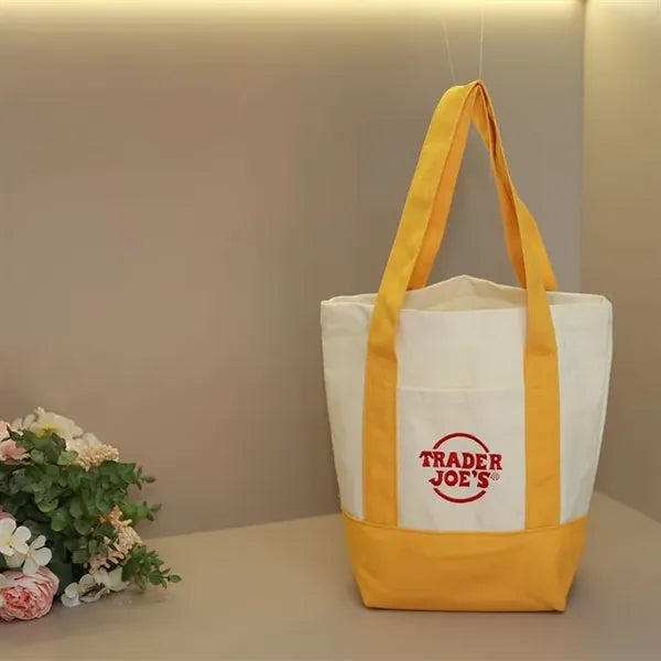 Canvas Tote Bag with Pockets 13" x 11" x 6"