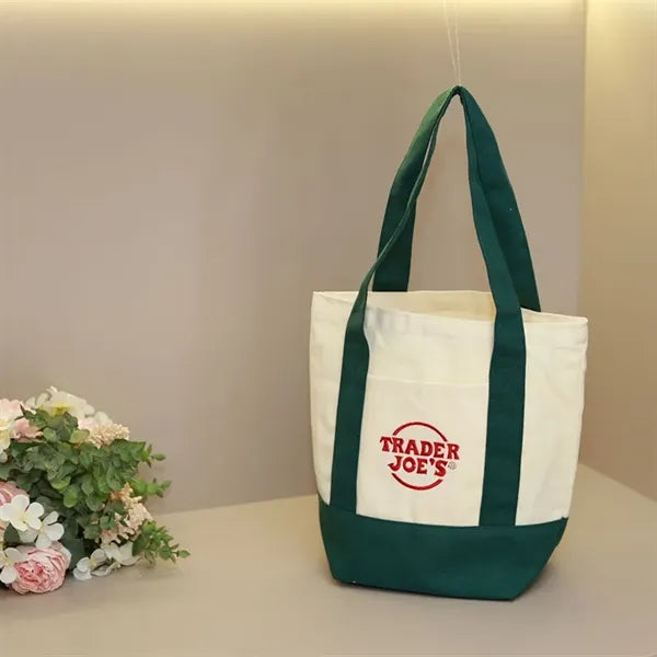 Canvas Tote Bag with Pockets 13" x 11" x 6"