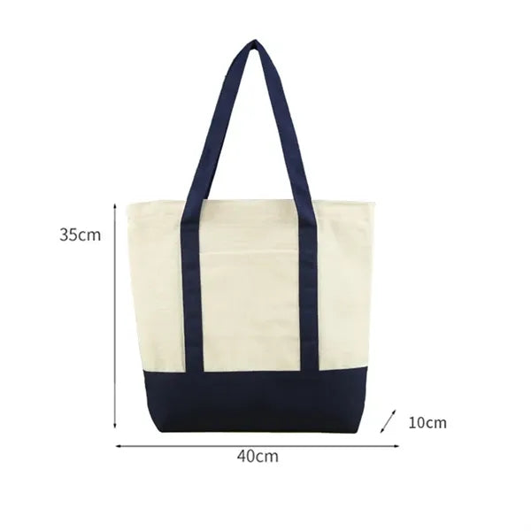 Canvas Tote Bag with Pockets 13" x 11" x 6"