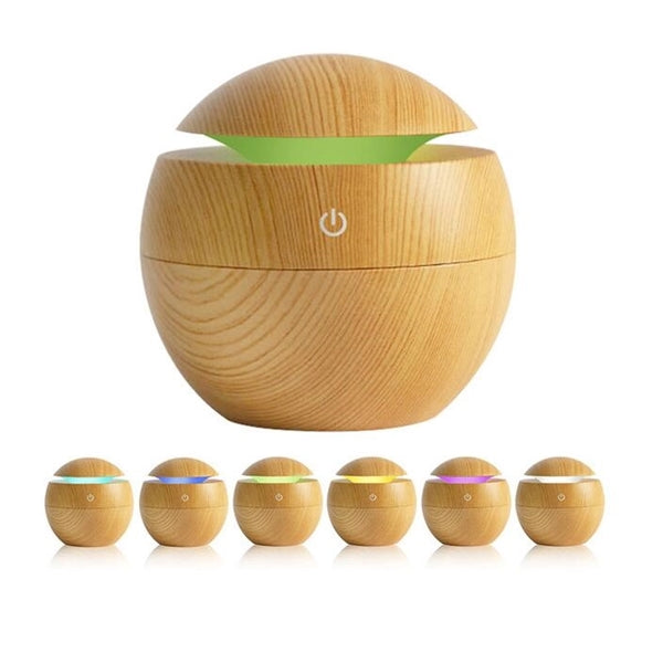 USB Wood Grain LED Lights Air Humidifier