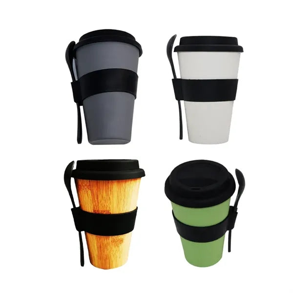 16 oz. Eco Bamboo Fiber Coffee Cup with Lid, Sleeve & Spoon