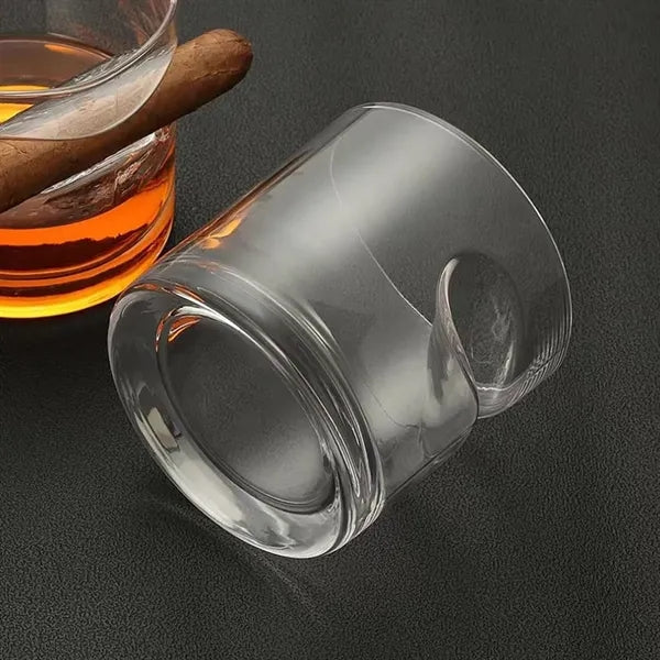 12 oz. Round Wave Whiskey Glass with Grip Curve