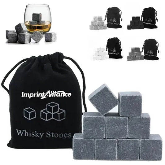 Whiskey Stones Set with Velvet Pouch for Chilling Drinks