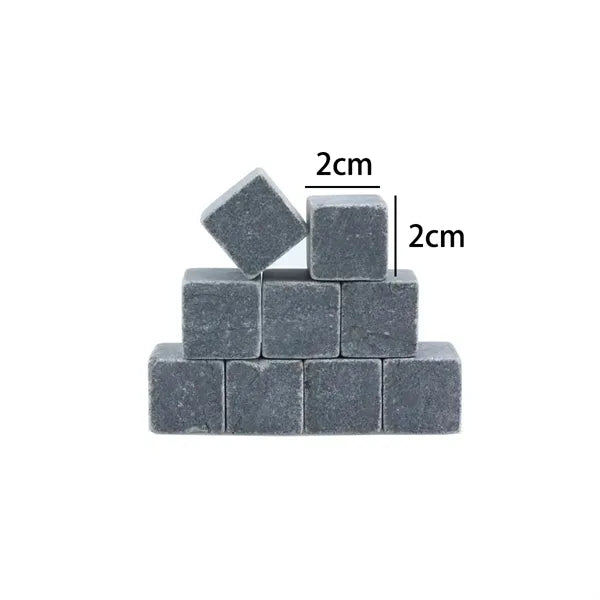 Whiskey Stones Set with Velvet Pouch for Chilling Drinks
