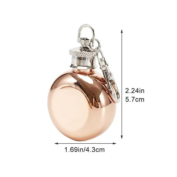 1 oz. Mini Round Stainless Steel Keychain Flask