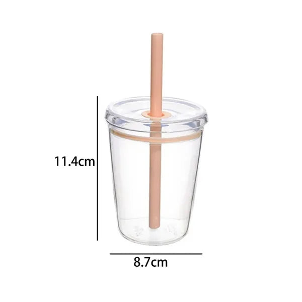 12 oz. Clear Plastic Cup with Colored Straw and Custom Logo