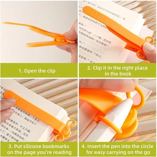 Silicone Bookmark with Pen Holder