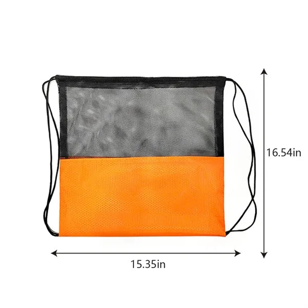 Sport gym basketball drawstring backpack mesh ball bag