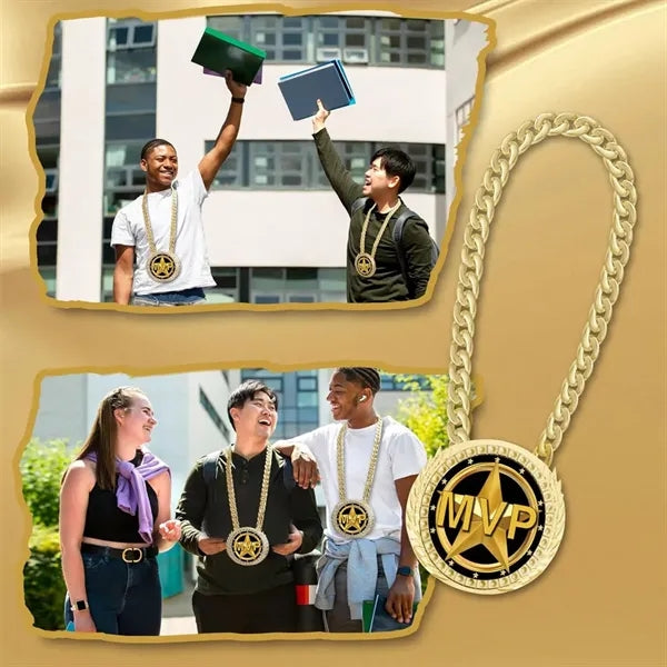 6inches Big Gold Awards Turnover Chain Medal