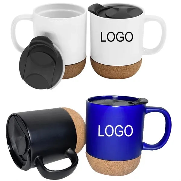 12Oz Insulated Cork Bottom Ceramic Mug