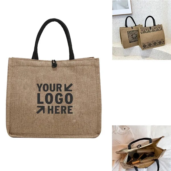 Jute Tote Bag with Laminated Interior