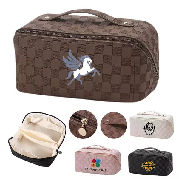 Large-Capacity Women's Leather Makeup & Toiletry Bag