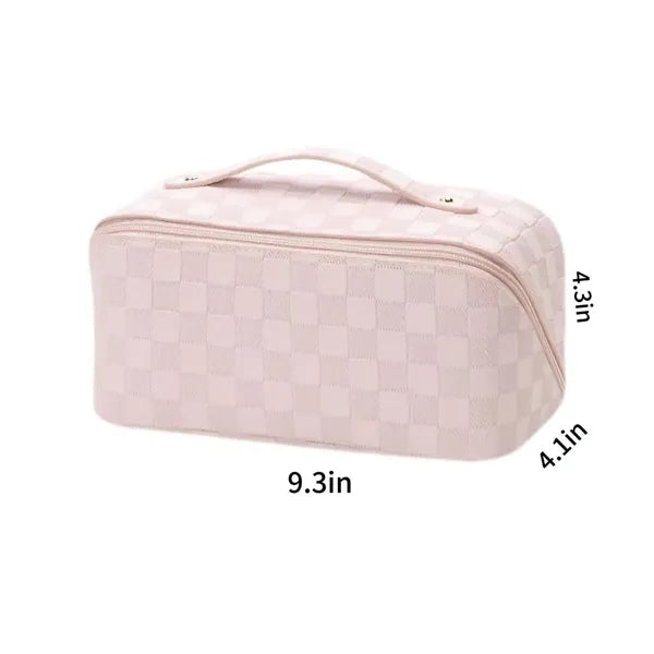 Large-Capacity Women's Leather Makeup & Toiletry Bag