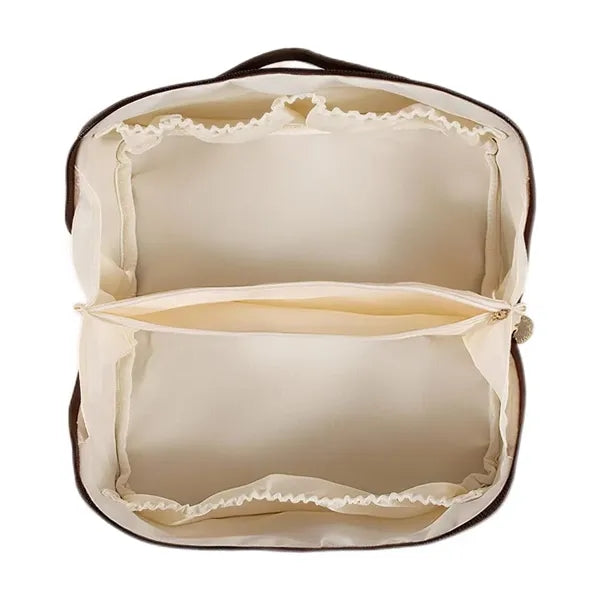 Large-Capacity Women's Leather Makeup & Toiletry Bag