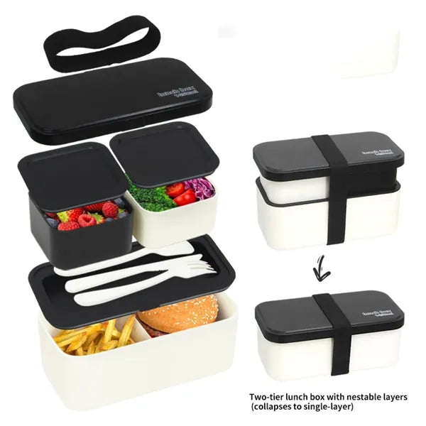 Sectioned Bento Container with Tie-Down Band