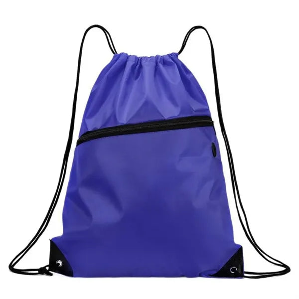 Drawstring Backpack With Zipper Pocket