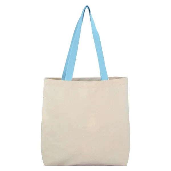 8 Oz Cotton Tote Bag With Contrast Color Web Handles
