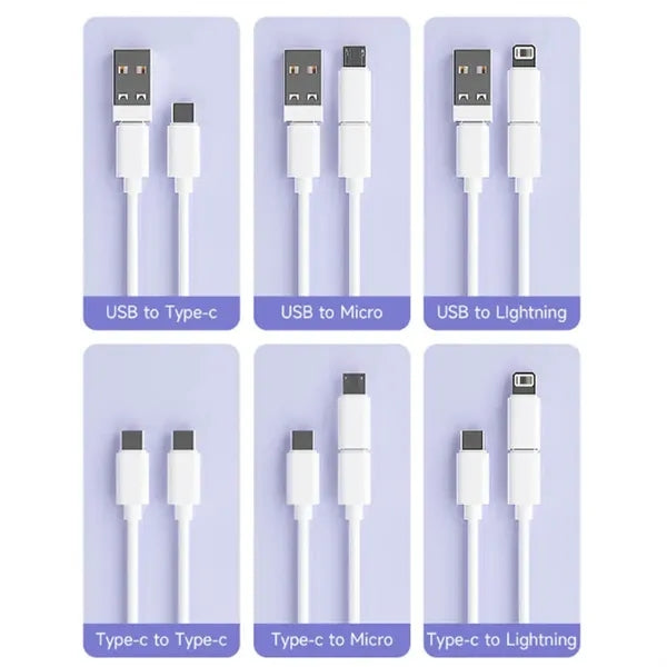 Round Bamboo Compact Multi Functional Charging Cable Data