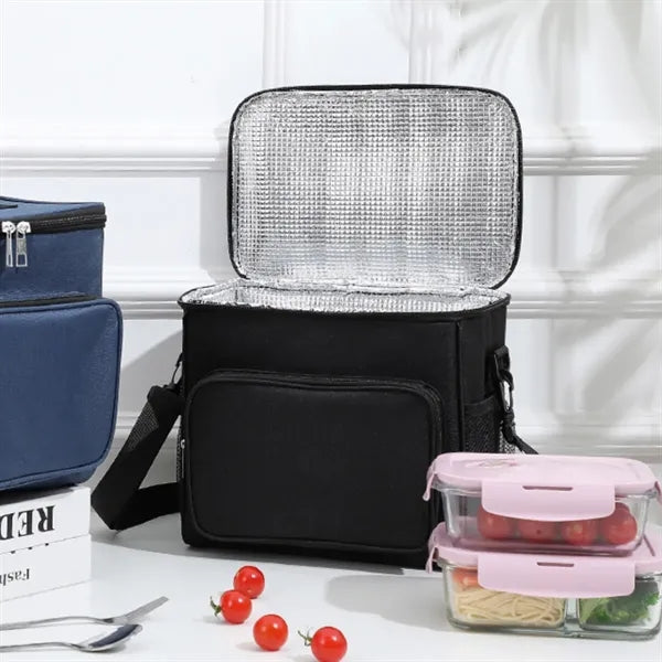 Leak-proof zippered front pocket insulated lunch cooler bag