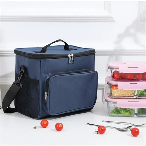 Leak-proof zippered front pocket insulated lunch cooler bag