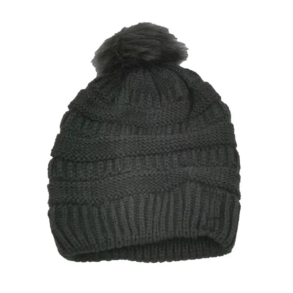 Knitted Multiple Color Blend Pompom Beanie Winter Hat