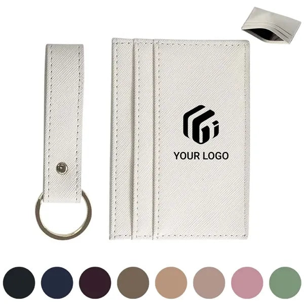 Gift set minimalist slim wallet card holder with keychain