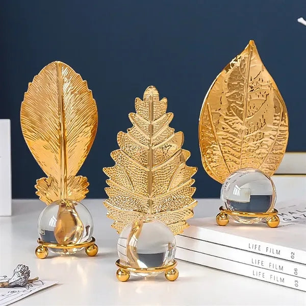 Golden Leaf Crystal Ball Ornament