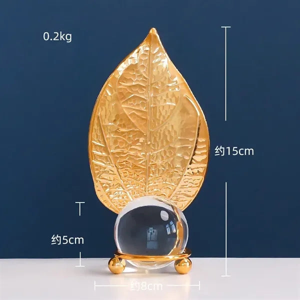 Golden Leaf Crystal Ball Ornament