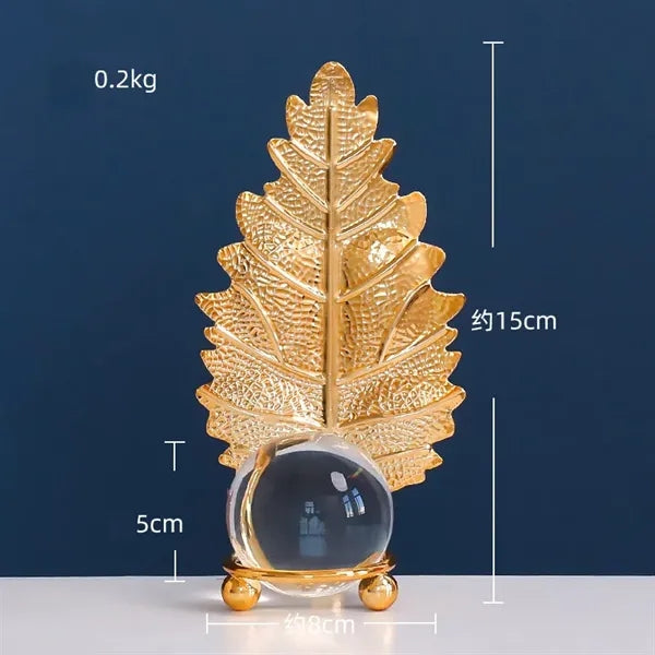 Golden Leaf Crystal Ball Ornament