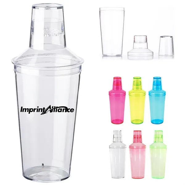21oz. Color Plastic Cocktail Shaker w/ Lid and Custom Logo