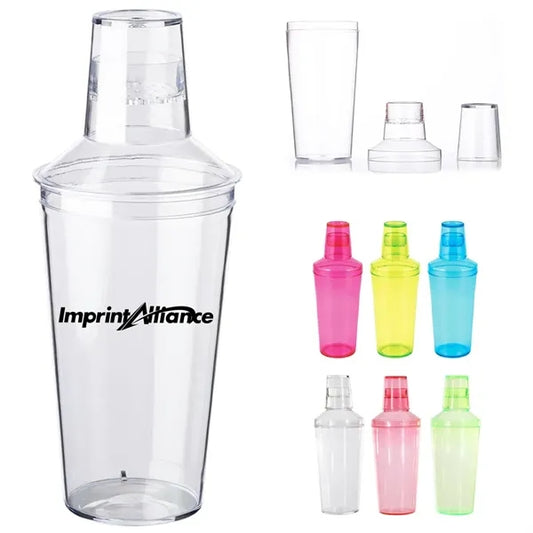 21oz. Color Plastic Cocktail Shaker w/ Lid and Custom Logo