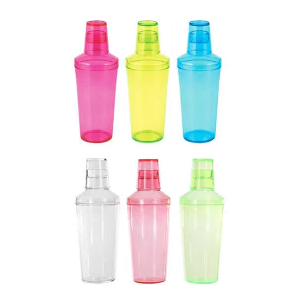 21oz. Color Plastic Cocktail Shaker w/ Lid and Custom Logo