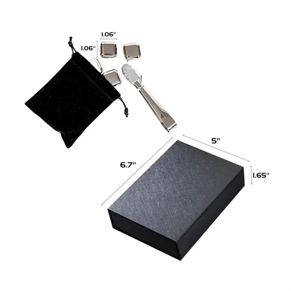 Stainless Steel Whiskey Stones Set with Ice Tongs