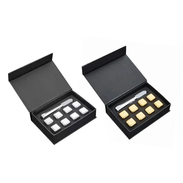 Stainless Steel Whiskey Stones Set with Ice Tongs
