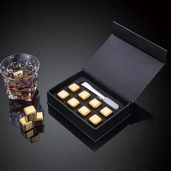 Stainless Steel Whiskey Stones Set with Ice Tongs