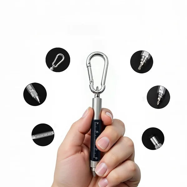 Metal 6 In 1 Carabiner Tool Pen