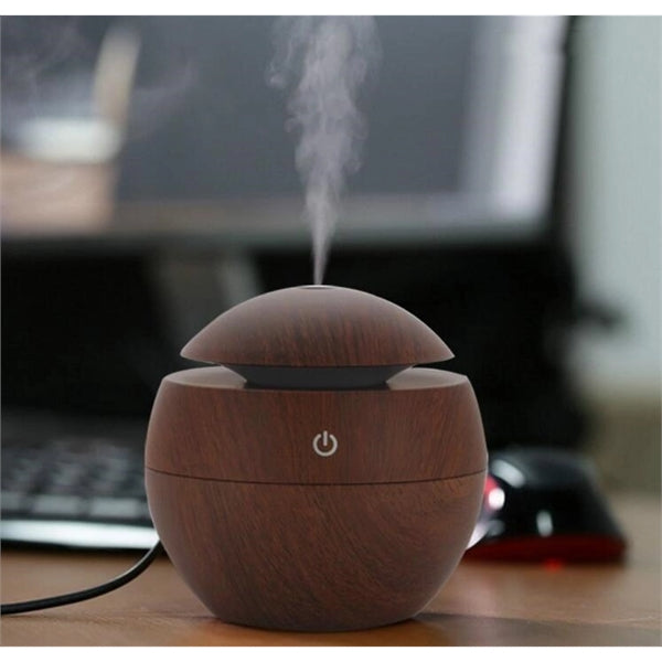 USB Wood Grain LED Lights Air Humidifier