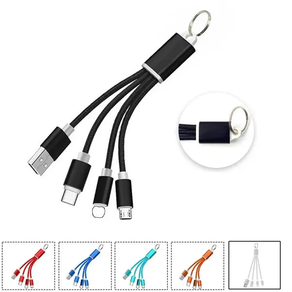Multiple Nylon 3in1 Charging Cable Keychain