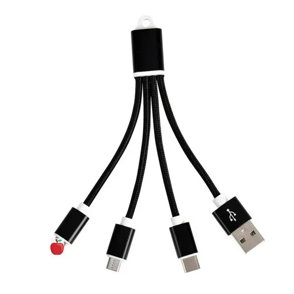 Multiple Nylon 3in1 Charging Cable Keychain