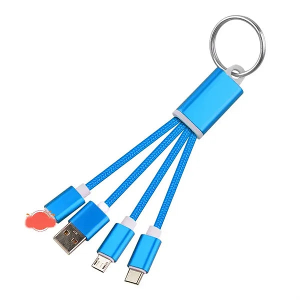 Multiple Nylon 3in1 Charging Cable Keychain