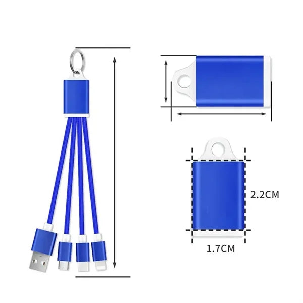 Multiple Nylon 3in1 Charging Cable Keychain