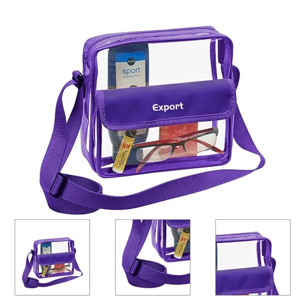 Clear Messenger Bag W/Front Pocket