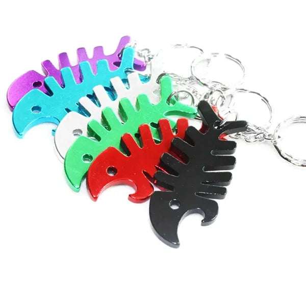 Fish Bone Shape Bottle Opener Keyring