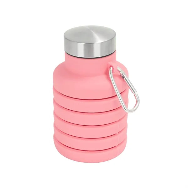 17 oz Collapsible Silicone Water Bottle w/ Carabiner