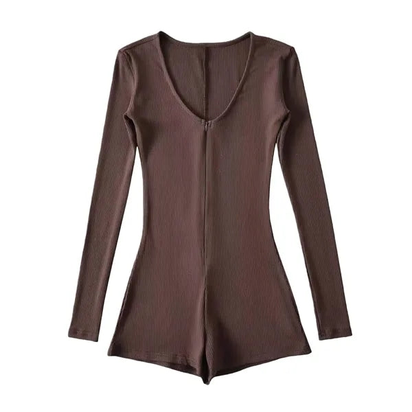 Stylish Hot Girl Long Sleeve Jumpsuit High Waist Slim Fit