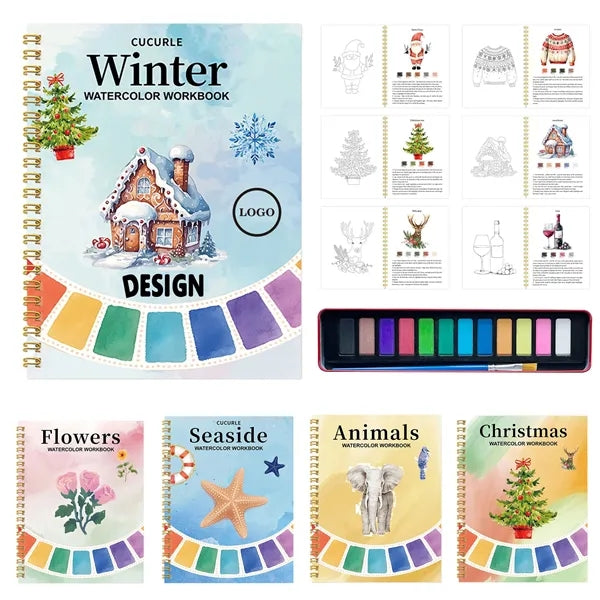 Vibrant Themed Watercolor Practice Book With Spiral Bound