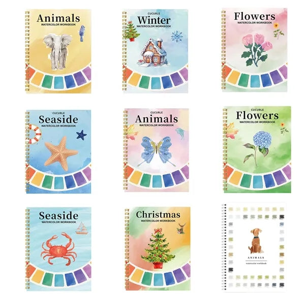 Vibrant Themed Watercolor Practice Book With Spiral Bound
