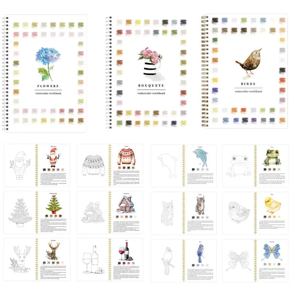 Vibrant Themed Watercolor Practice Book With Spiral Bound