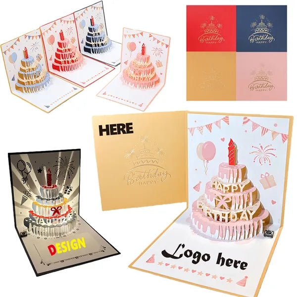 Creative 3D Pop Up Sound Recording Light Up Birthday Card