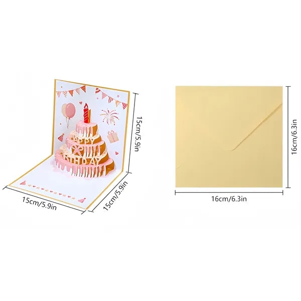 Creative 3D Pop Up Sound Recording Light Up Birthday Card
